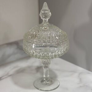Clear Crystal Glass Covered Compote - Elegant Glass Candy Dish